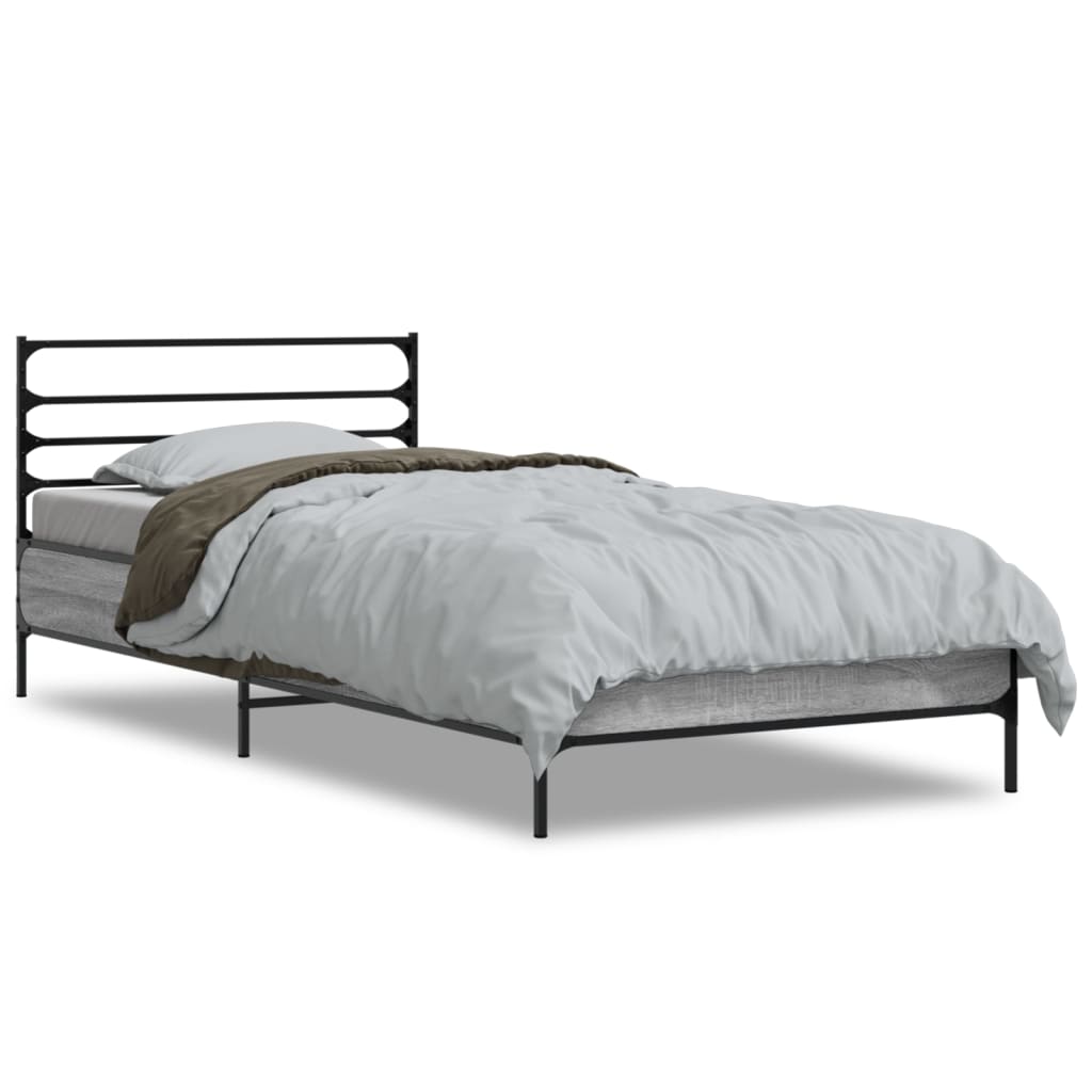 Giroletto Grigio Sonoma 90x200 cm Legno Multistrato e Metallo