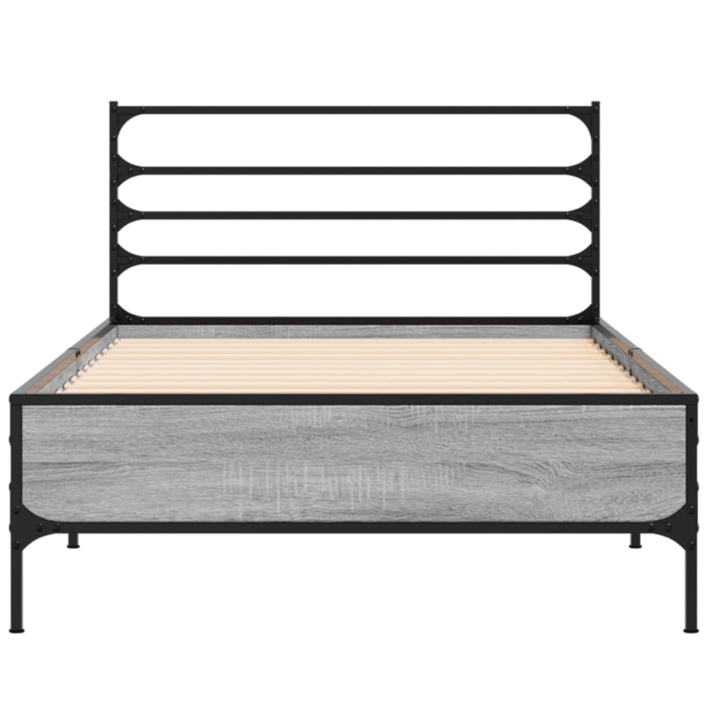 Giroletto Grigio Sonoma 90x200 cm Legno Multistrato e Metallo