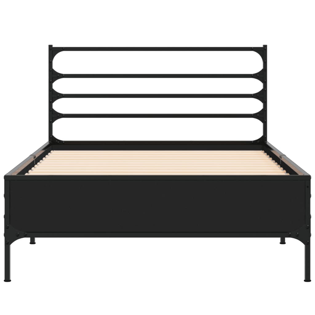 Giroletto Nero 90x190 cm in Legno Multistrato e Metallo