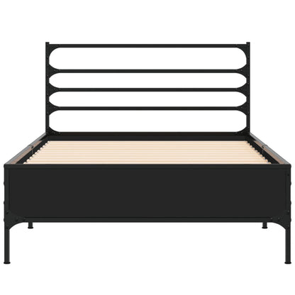 Giroletto Nero 90x190 cm in Legno Multistrato e Metallo