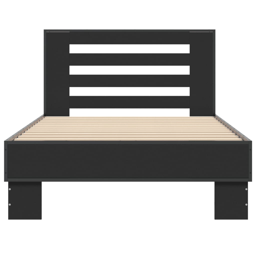 Giroletto Nero 90x200 cm in Legno Multistrato e Metallo