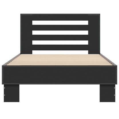 Giroletto Nero 90x200 cm in Legno Multistrato e Metallo