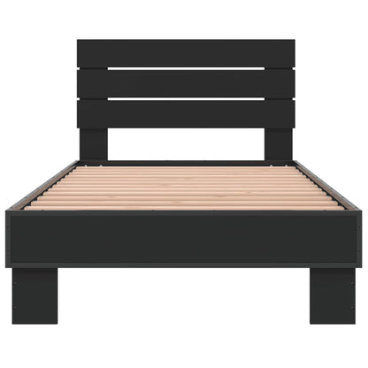 Giroletto Nero 90x200 cm in Legno Multistrato e Metallo