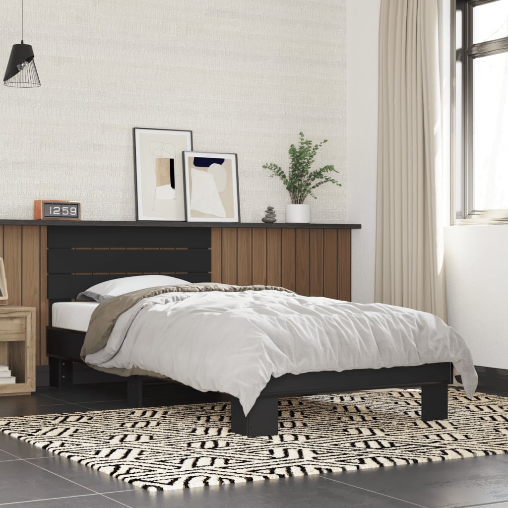 Giroletto Nero 90x200 cm in Legno Multistrato e Metallo