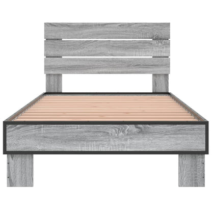 Giroletto Grigio Sonoma 90x200 cm Legno Multistrato e Metallo