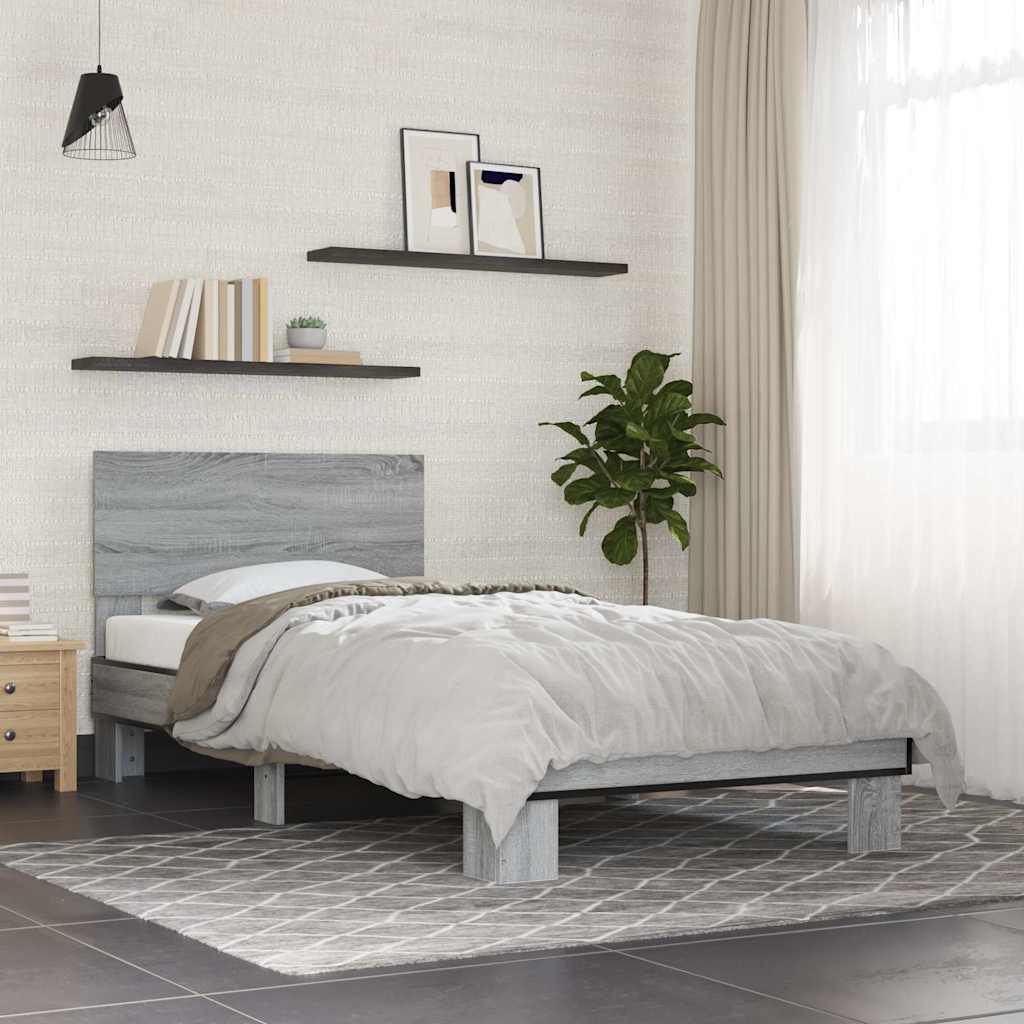 Giroletto Grigio Sonoma 100x200 cm Legno Multistrato e Metallo
