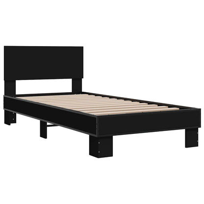Giroletto Nero 90x200 cm in Legno Multistrato e Metallo