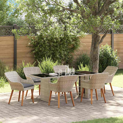 Set da Pranzo per Giardino 7 pcs Grigio chiaro polyrattan