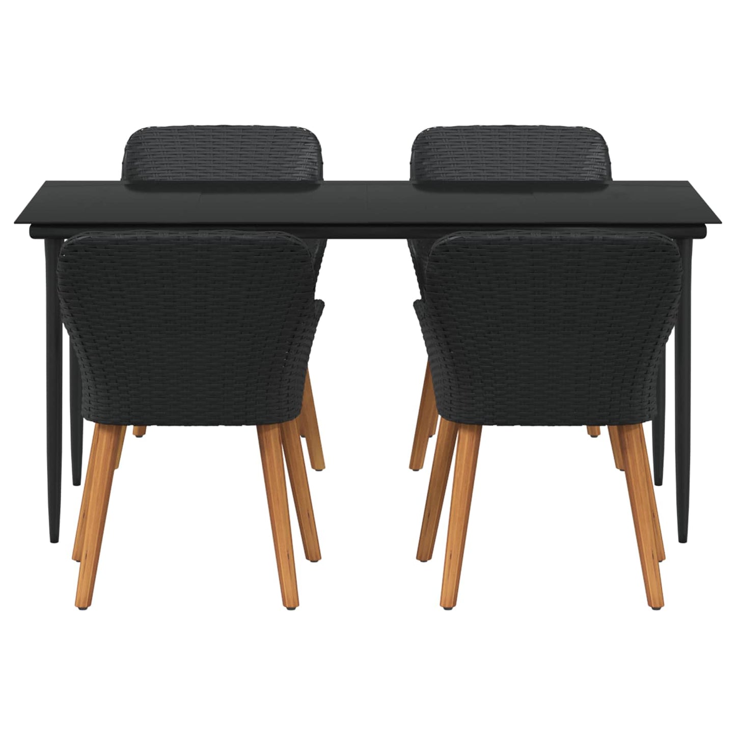 Set da Pranzo per Giardino con cuscino 5 pcs Nero polyrattan