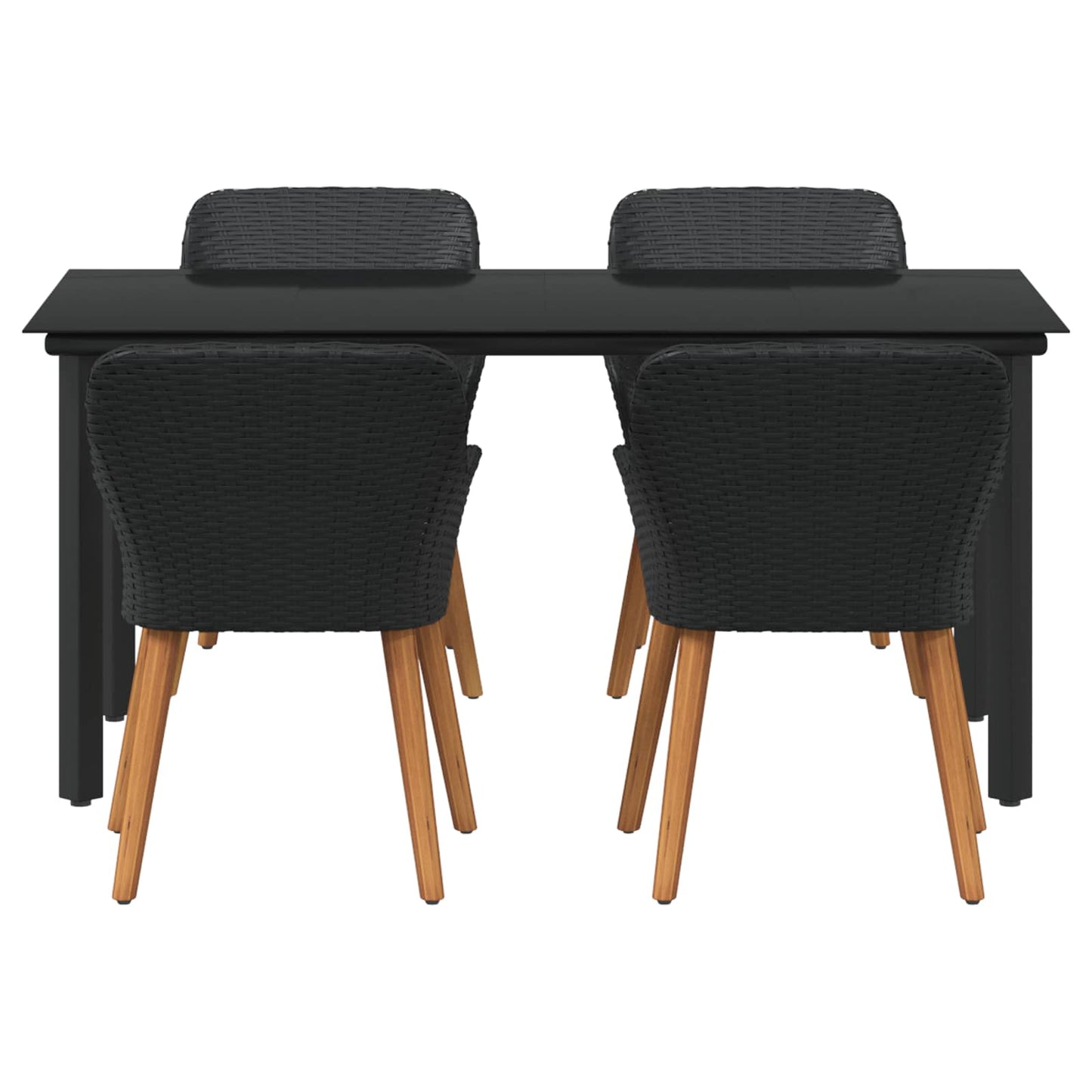 Set da Pranzo per Giardino con cuscino 5 pcs Nero polyrattan