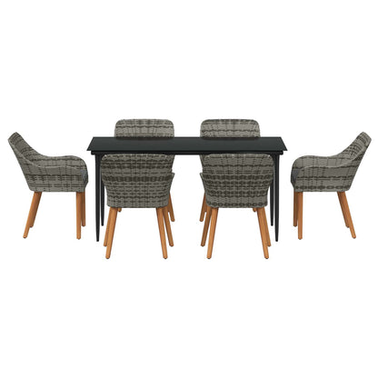 Set da Pranzo per Giardino con cuscino 7 pcs Grigio polyrattan