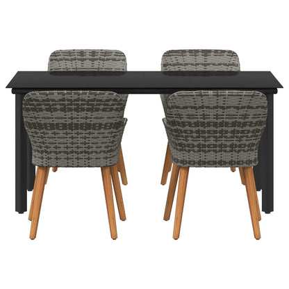 Set da Pranzo per Giardino con cuscino 5 pcs Grigio polyrattan