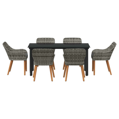 Set da Pranzo per Giardino con cuscino 7 pcs Grigio polyrattan
