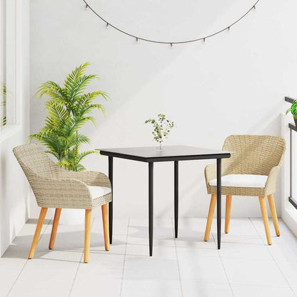 Set da Pranzo per Giardino con cuscino 3 pcs Beige polyrattan