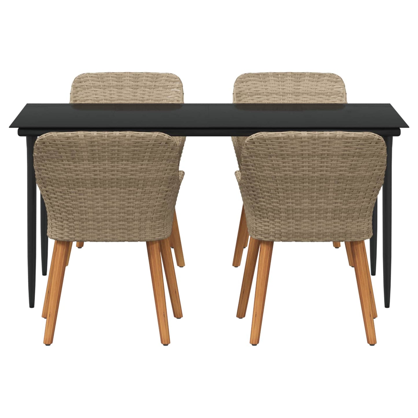 Set da Pranzo per Giardino con cuscino 5 pcs Beige polyrattan