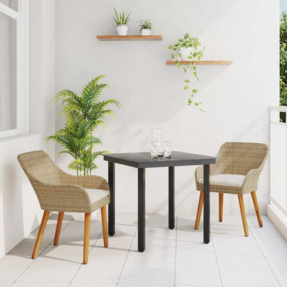Set da Pranzo per Giardino con cuscino 3 pcs Beige polyrattan