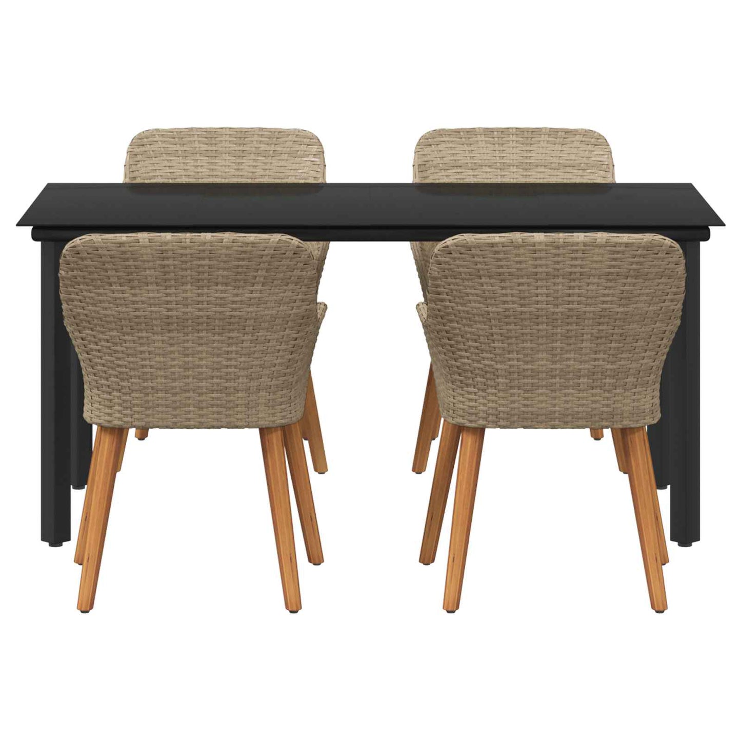 Set da Pranzo per Giardino con cuscino 5 pcs Beige polyrattan