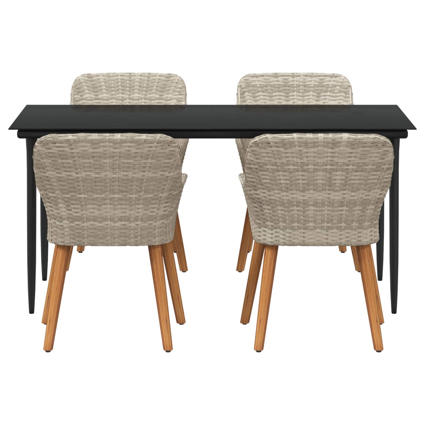 Set da Pranzo per Giardino 5 pcs Grigio chiaro polyrattan