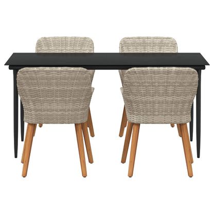 Set da Pranzo per Giardino 5 pcs Grigio chiaro polyrattan