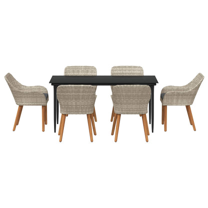Set da Pranzo per Giardino 7 pcs Grigio chiaro polyrattan
