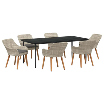 Set da Pranzo per Giardino 7 pcs Grigio chiaro polyrattan