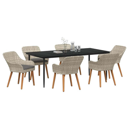 Set da Pranzo per Giardino 7 pcs Grigio chiaro polyrattan