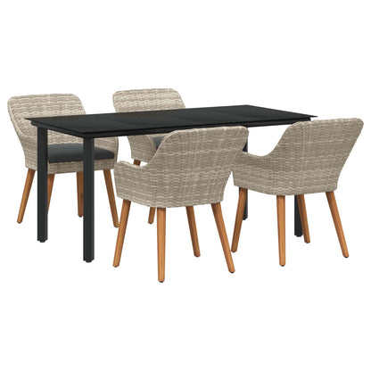 Set da Pranzo per Giardino 5 pcs Grigio chiaro polyrattan