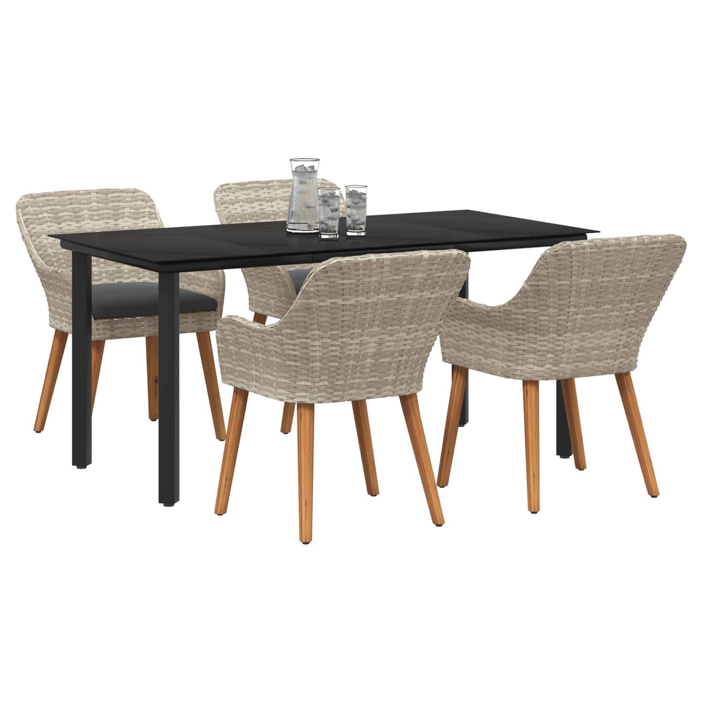 Set da Pranzo per Giardino 5 pcs Grigio chiaro polyrattan