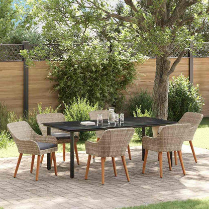 Set da Pranzo per Giardino 7 pcs Grigio chiaro polyrattan