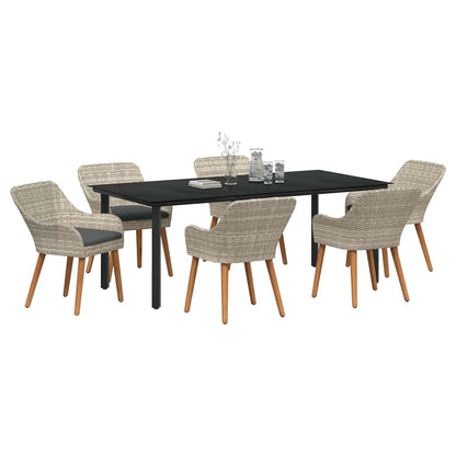 Set da Pranzo per Giardino 7 pcs Grigio chiaro polyrattan