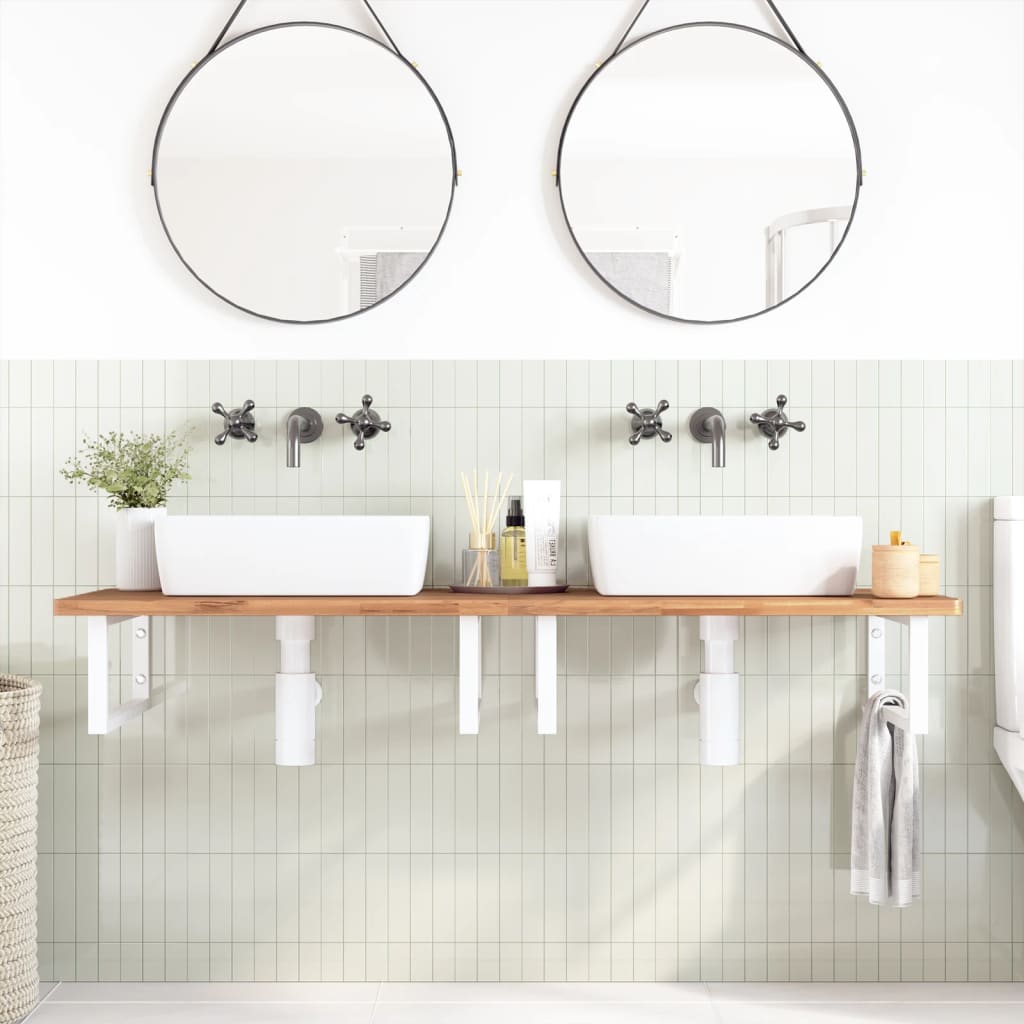 Reggimensole per Lavabo 2 pz Bianche Rettangolari in Acciaio