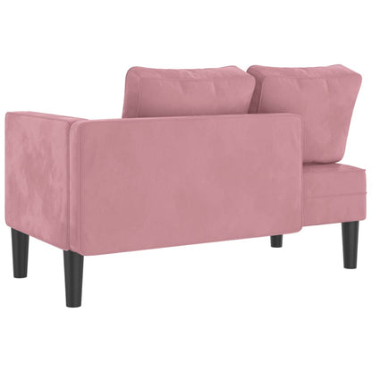 Chaise Lounge con Cuscini Rosa in Velluto
