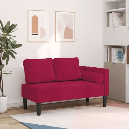 Chaise Lounge con Cuscini Rosso Vino in Velluto