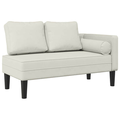Chaise Longue con Cuscini Crema in Velluto