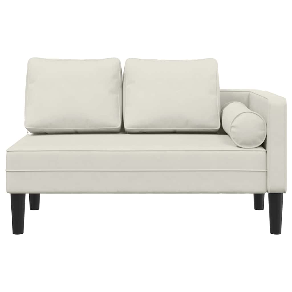 Chaise Longue con Cuscini Crema in Velluto