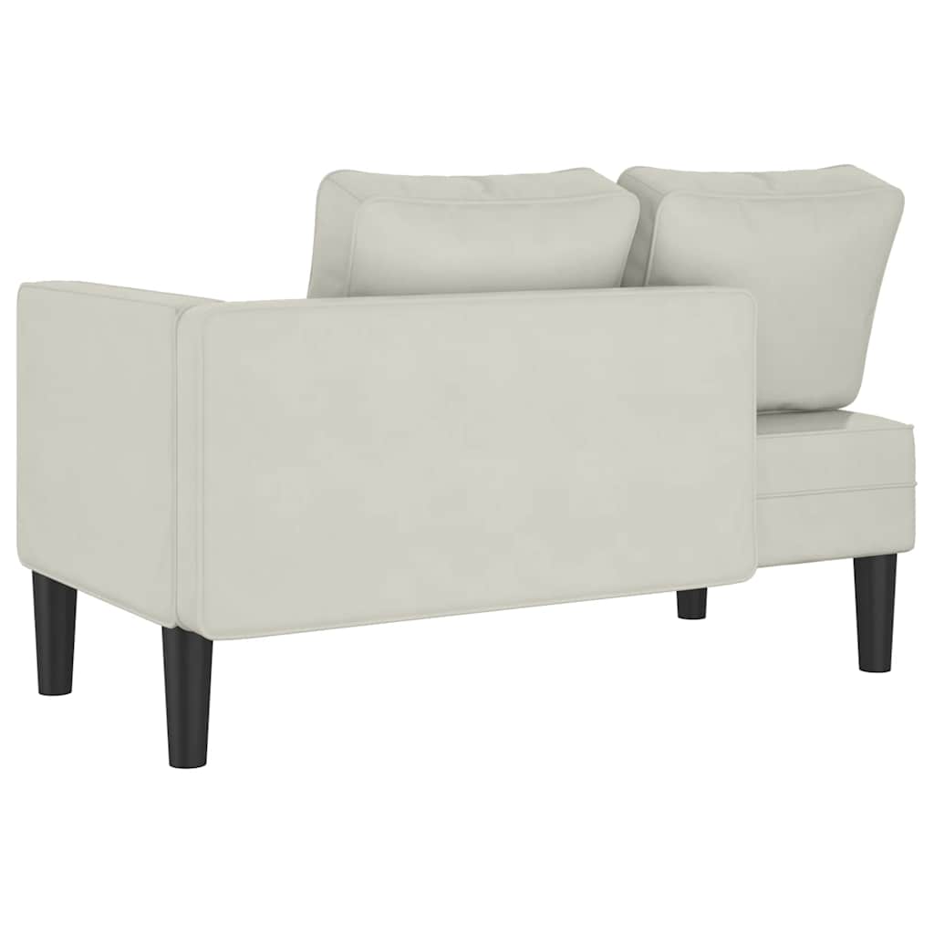 Chaise Longue con Cuscini Crema in Velluto