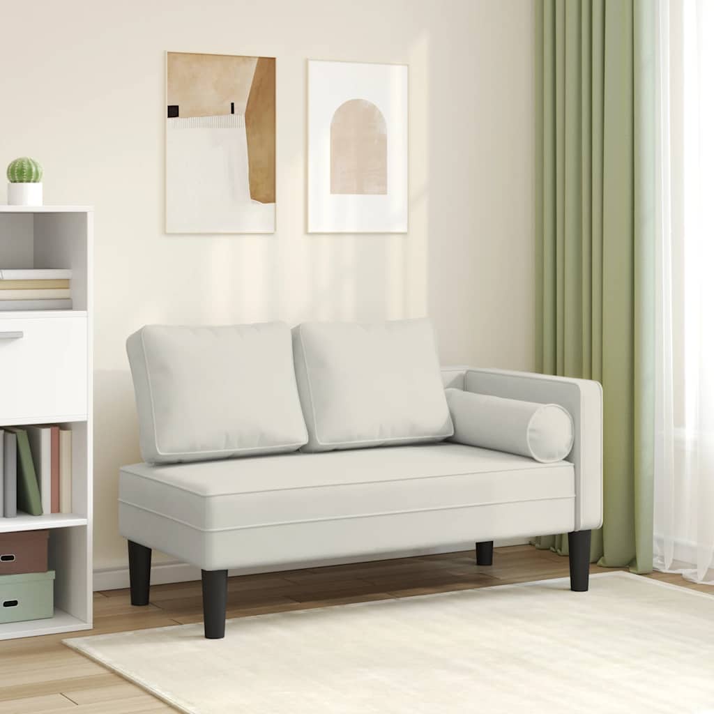 Chaise Longue con Cuscini Crema in Velluto