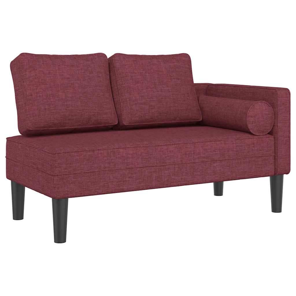 Chaise Lounge con Cuscini Rosso Vino in Tessuto