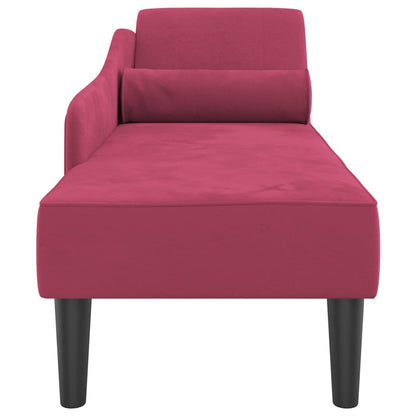 Chaise Lounge con Cuscini Rosso Vino in Velluto