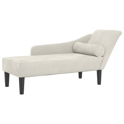 Chaise Longue con Cuscini Crema in Velluto