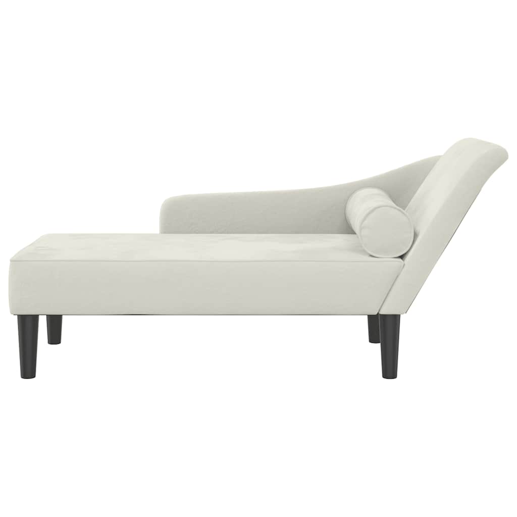 Chaise Longue con Cuscini Crema in Velluto