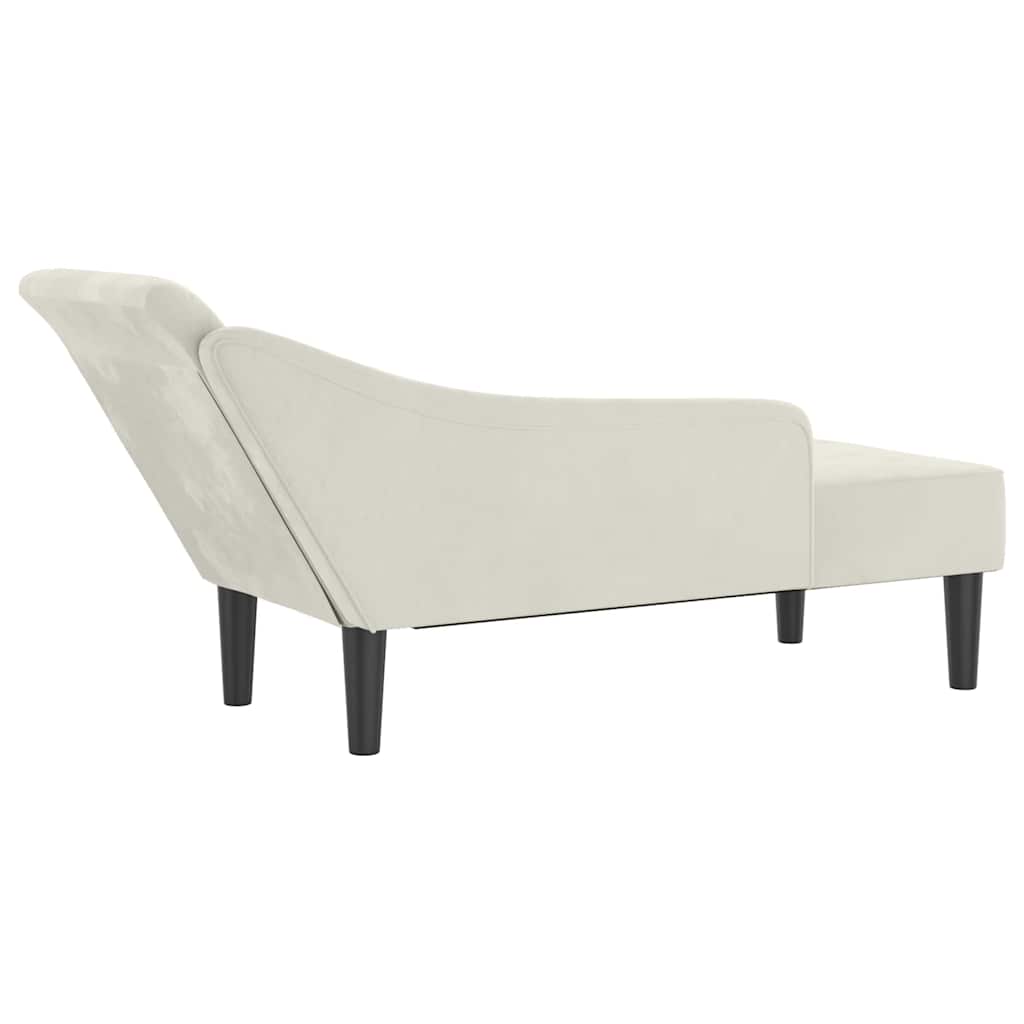Chaise Longue con Cuscini Crema in Velluto