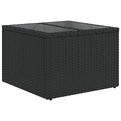 Set Divani da Giardino 2 pz con Cuscini Nero Polyrattan e Vetro