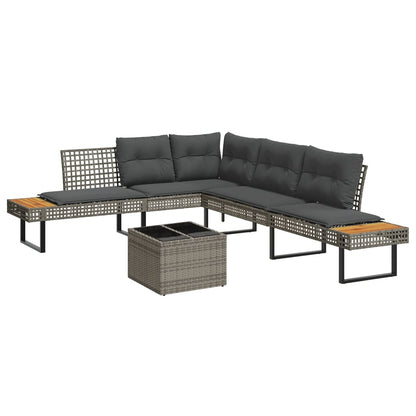 Set Divani da Giardino 2 pz con Cuscini Grigio Polyrattan Vetro