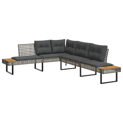 Set Divani da Giardino 2 pz con Cuscini Grigio Polyrattan Vetro
