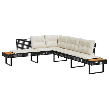 Set Divani da Giardino 2 pz con Cuscini Nero Polyrattan Acacia