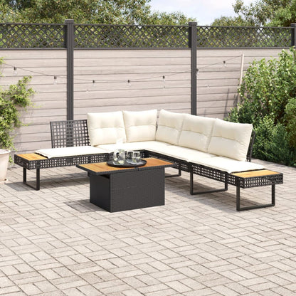Set Divani da Giardino 2 pz con Cuscini Nero Polyrattan Acacia