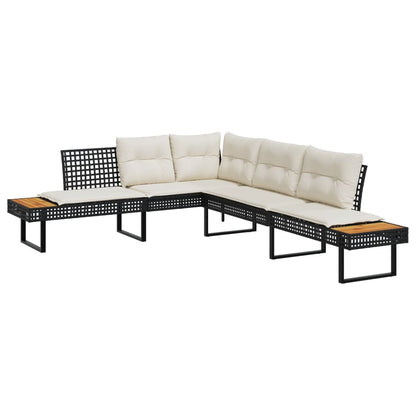 Set Divani da Giardino 2 pz con Cuscini Nero Polyrattan Acacia