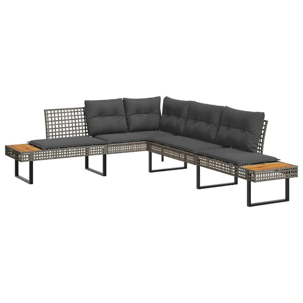 Set Divani da Giardino 2pz con Cuscini Grigio Polyrattan Acacia