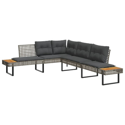 Set Divani da Giardino 2pz con Cuscini Grigio Polyrattan Acacia